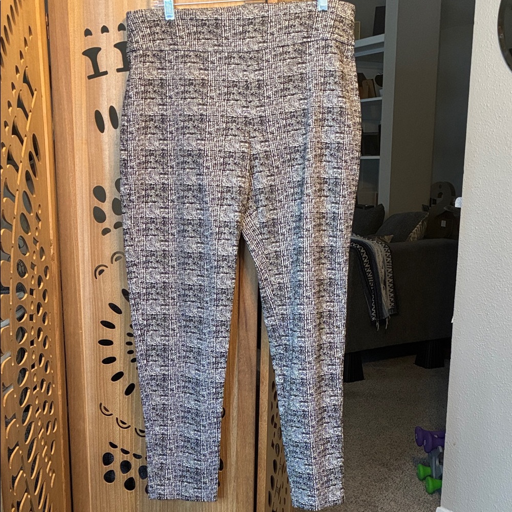 Women's Black and White Tweed Ankle Pants
